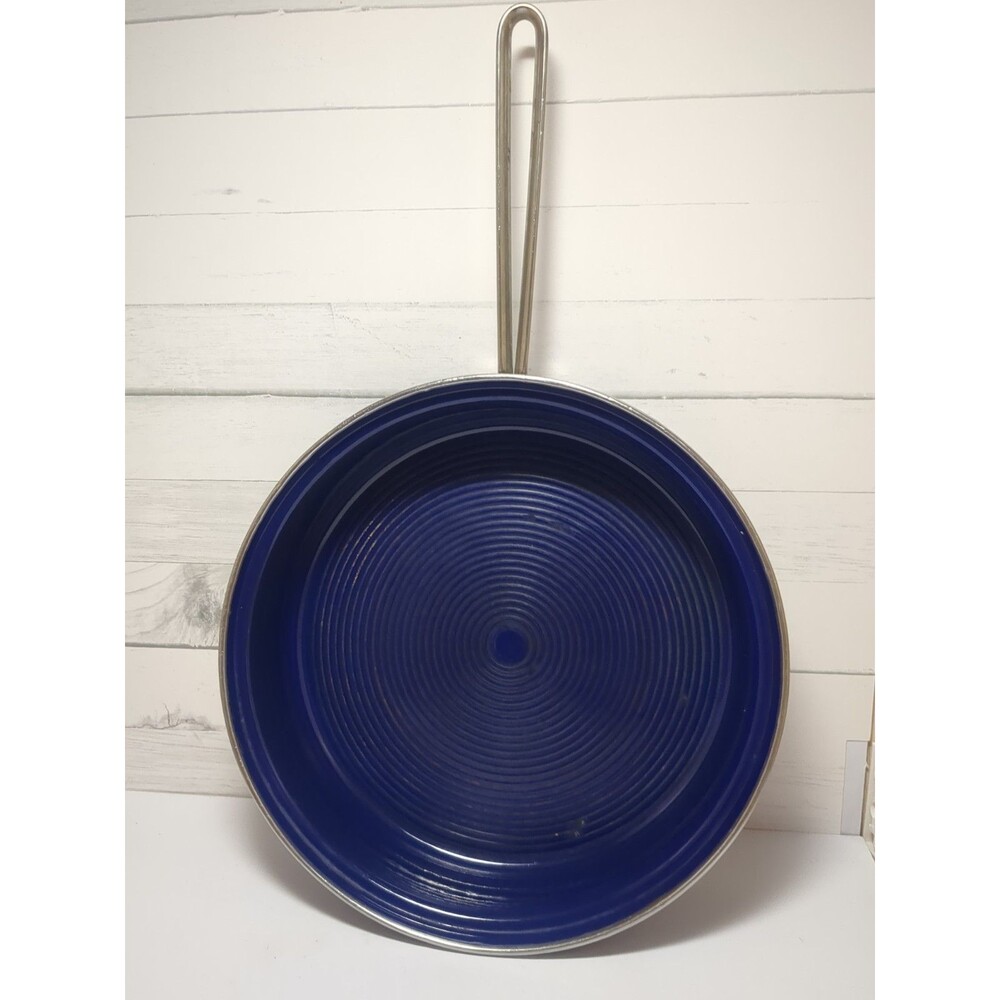 Vintage Chantal Cobalt Blue Enamel Steel 11.25" Skillet No Lid